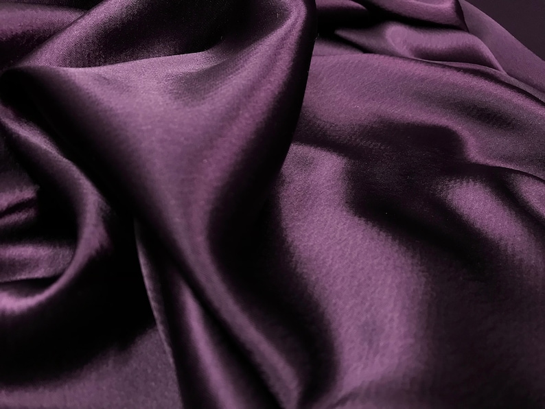 Plum Triacetate Shiny Material Plum Fabric Dark Purple Triacetate Fabric Dark Purple Flowy Material Dark Purple Material