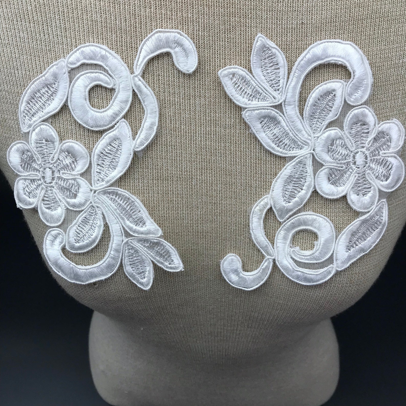 White Lace Applique Lace Appliques Guipure Applique White Etsy
