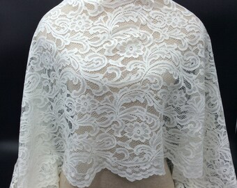 Ivory lace scalloped edge bridal fabric applique