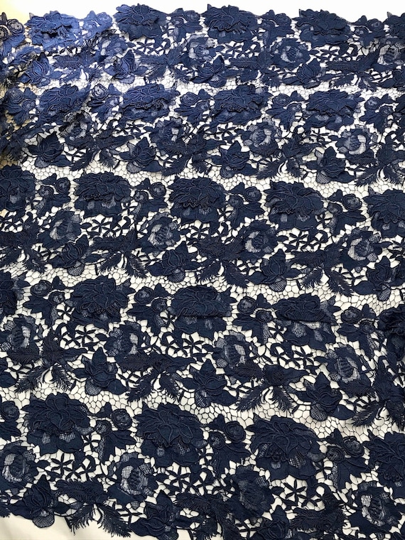 Navy lace dress fabric deals