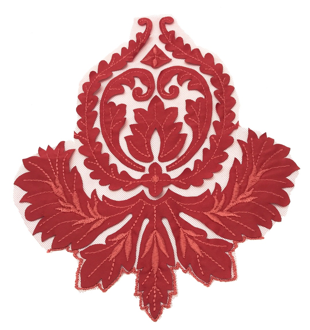 Red Patch Pattern Red Applique , Red Patch, Red Embroidery Christmas Flowers, Red Fabric ...
