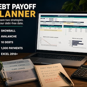 Debt Payoff Planner Excel Spreadsheet, Snowball and Avalanche Calculator, Debt Tracker, Budget Template