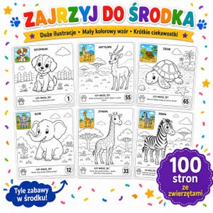 100 zwierząt do kolorowania dla dzieci 3–5 lat | PDF A4 do druku | Edycja polska
