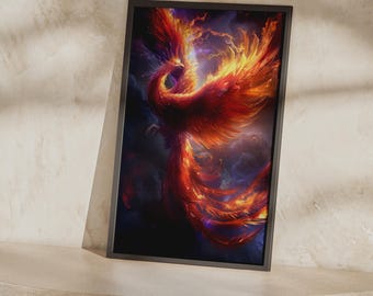 Póster del Fénix Chino Fenghuang / Lámina del Ave de Fuego Mítica, Arte Mural Asiático
