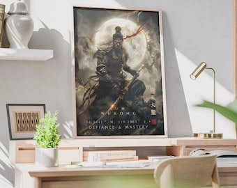 Póster de Sun Wukong / Arte mural del Rey Mono, mitología china, lámina de dojo