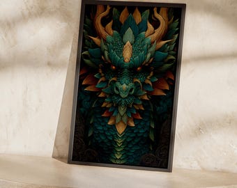 中国龍のアート、ティールゴールド