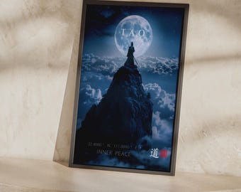 Póster de la Paz Interior Taoísta / Sabio Taoísta de la Montaña Lunar, Lámina de Arte Mural de Filosofía China