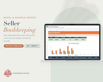 Planilha de contabilidade para vendedores do Etsy, calculadora de taxas, rastreador de lucros (download digital)