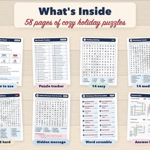 Puede incluir: Un libro de acertijos titulado What's Inside 58 pages of cozy holiday puzzles, que presenta ocho p&aacute;ginas que incluyen How to Use This Book, Puzzle Tracker, Holiday Baking, Christmas Carols, Holiday Traditions, Hidden Message, Word Scramble y Answer Keys.