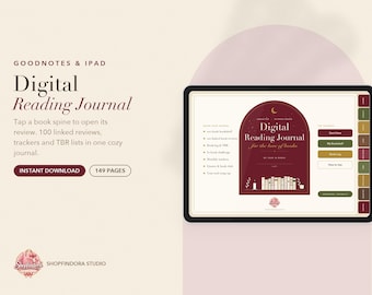 Diário de Leitura Digital Dark Academia, Rastreador de Livros com Hiperlinks (Download em PDF)
