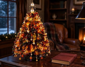 Kit para crear tu propio árbol de Navidad con cuentas, mini árbol de Navidad de mesa para manualidades, decoración navideña con cuentas de cristal, kit de manualidades para adultos, estilos de invierno y otoño.