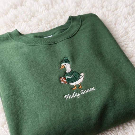 Football Goose Embroidered Sweatshirt, Philly Game Day Crewneck, Funny Goose Sports Shirt, Philadelphia Football Fan Gift