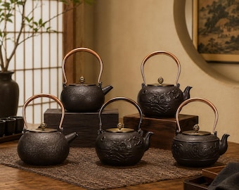 Tetera de hierro fundido de estilo japonés – Tetera inspirada en Tetsubin, regalo ideal para té de hojas sueltas.