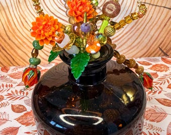 Fall Forever Flowers | Whimsical Mini Vase | Beaded Suncatcher Bouquet