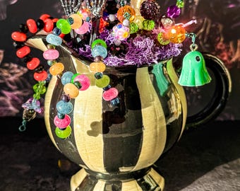 Pitcher of Whimsy | Forever Plant | Beaded Halloween décor | One-of-a-kind