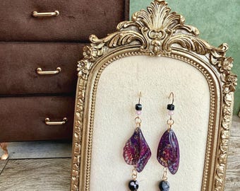 Handmade Butterfly Wing Earrings | Dangle and Shine with Gold-plated Findings & Beaded Accents