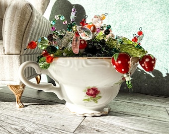 Cuppa Whimsy | Forever Plant | Beaded Teacup Garden | Made to Order