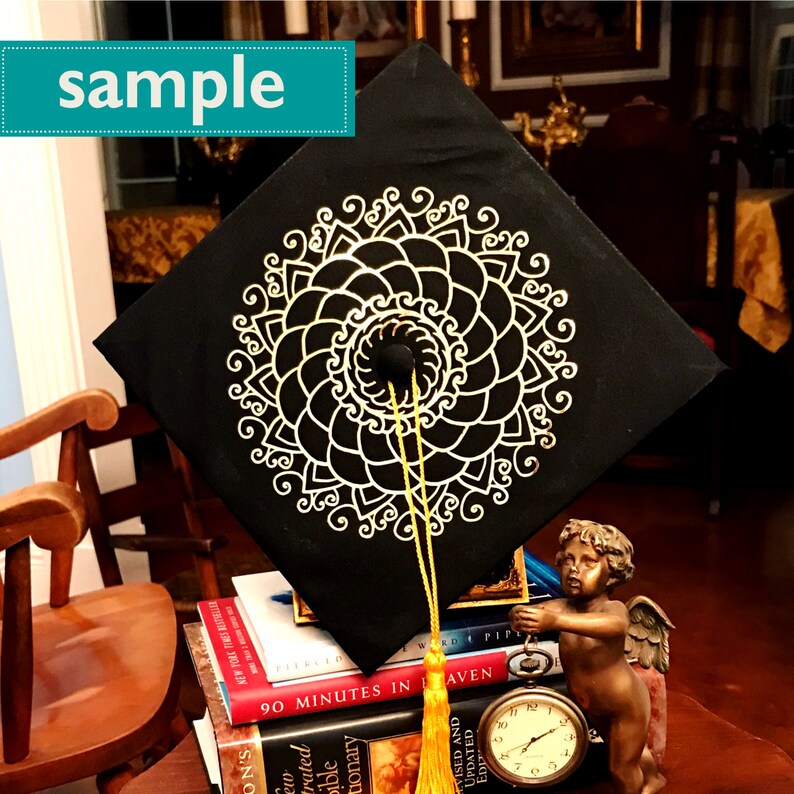 Mandala Zentangle Iron On Decal Graduation Cap Decor Etsy