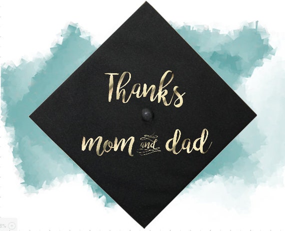 Thanks Mom And Dad Iron On Graduation Cap Quote Graduation Etsy Thanks Mom And Dad Iron On Graduation Cap Quote Graduation Etsy