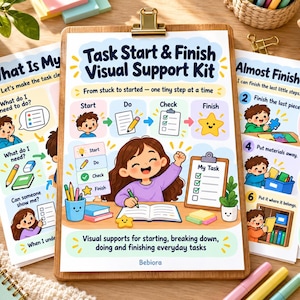Task Start & Finish Visual Support Kit for Kids | ADHD Executive Function Printable