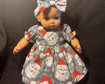 Handmade to fit Bitty Baby Christmas Gray Santa Dress Pants Headband B