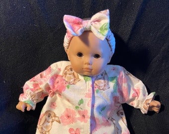 15" Doll Clothes Baby Giraffe print flannel BUNTING GOWN  fits BITTY BABY 