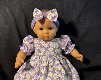 Bitty Baby Purple Daisy Dress 15” Doll Clothes Panties Headband