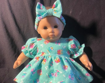 Bitty Baby Doll PJ's Handmade 15" Clothes Owl Pajamas and Headband