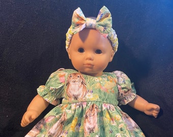 Bitty Baby Easter Bunny Dress, Panties Headband 15-inch Doll clothes Handmade