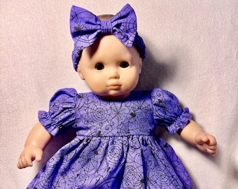 Handmade to fit Bitty Baby Halloween Spider Web Dress Pants Headband