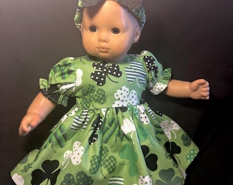Handmade to fit Bitty Baby St. Patrick's Day Shamrock Dress Panties Headband c