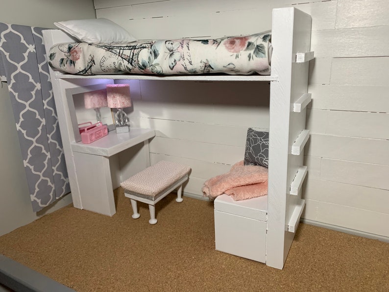 Doll Furniture for Fashion Barbie Dolls Loft Bed With Desk Etsy