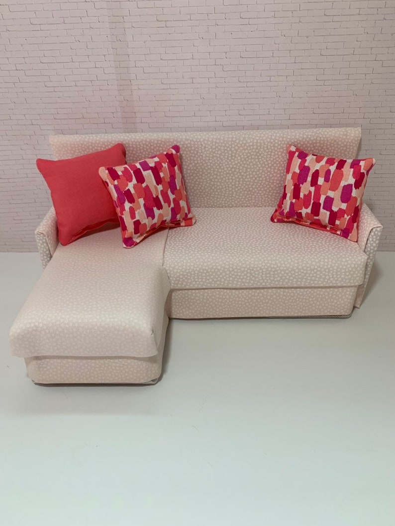 Doll Furniture For Dolls Like Barbie Sectional Sofa In White Etsy