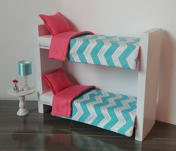 Doll Furniture For Fashion Dolls Like Barbie Bunk Bed Teal And Coral