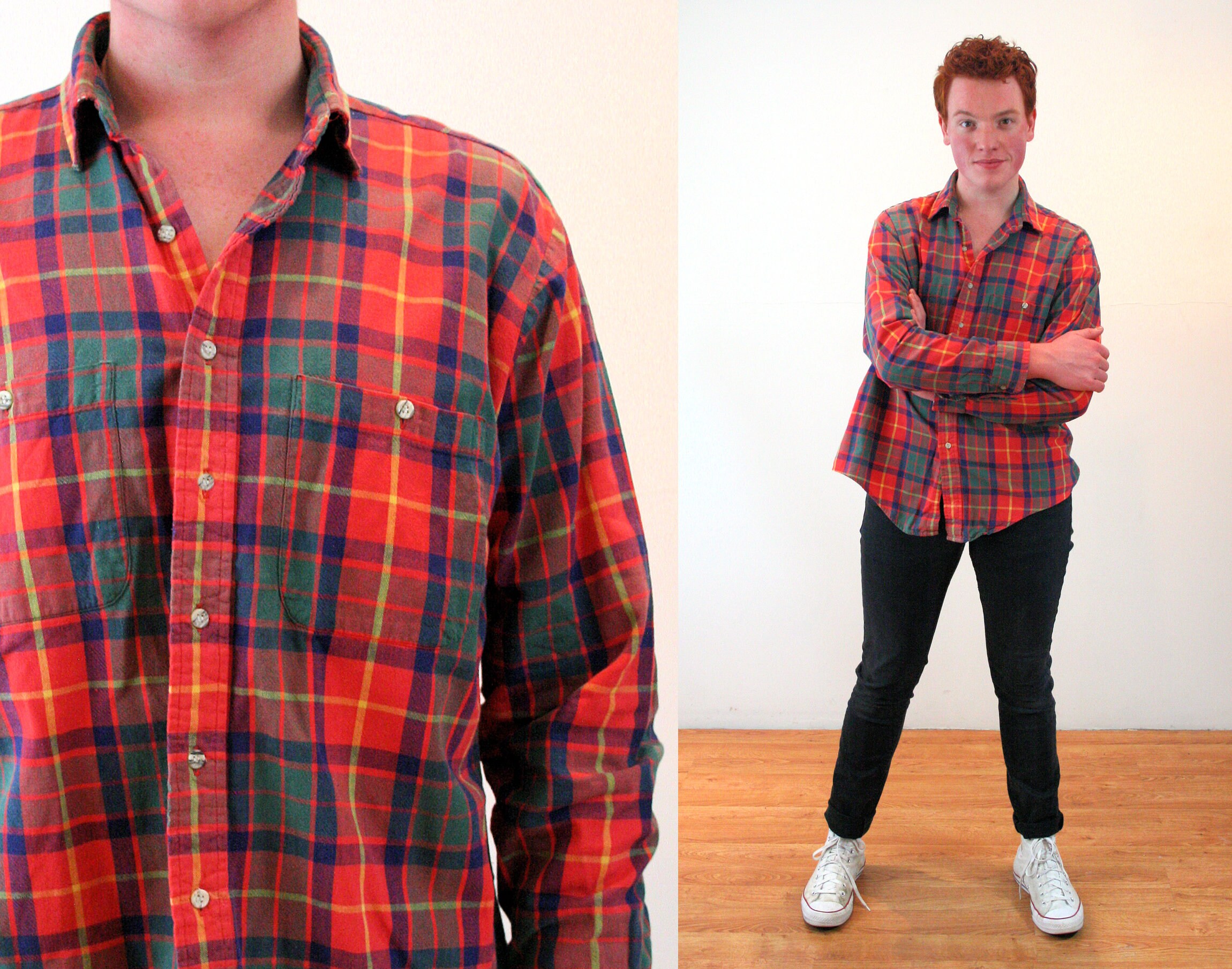 Nicelly Men Classics Oversize Scottish Plaid Tees Polo Shirts Nicelly Men Classics Oversize Scottish Plaid Tees Polo Shirts