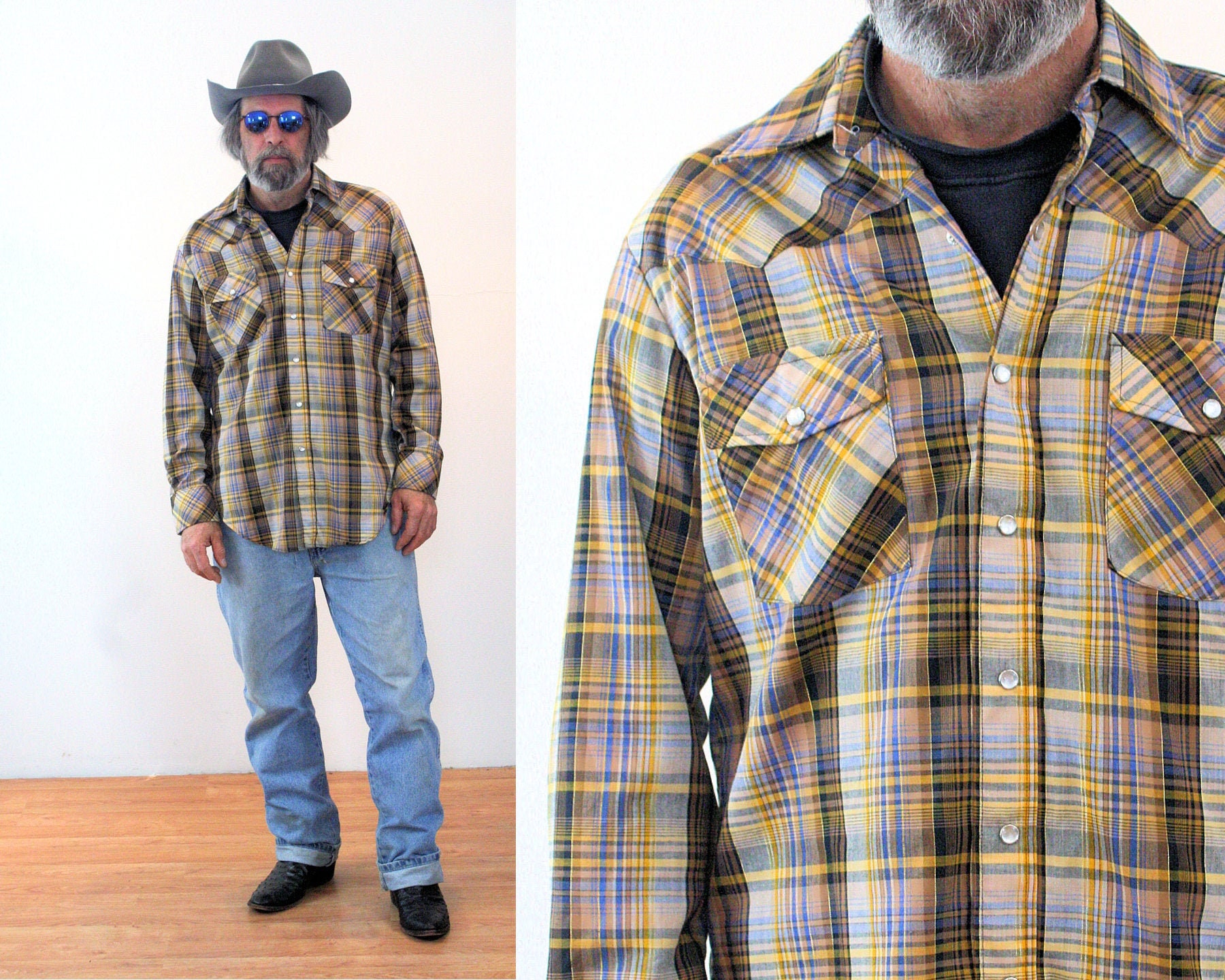 80s JC Penney Western Snap Shirt XL 