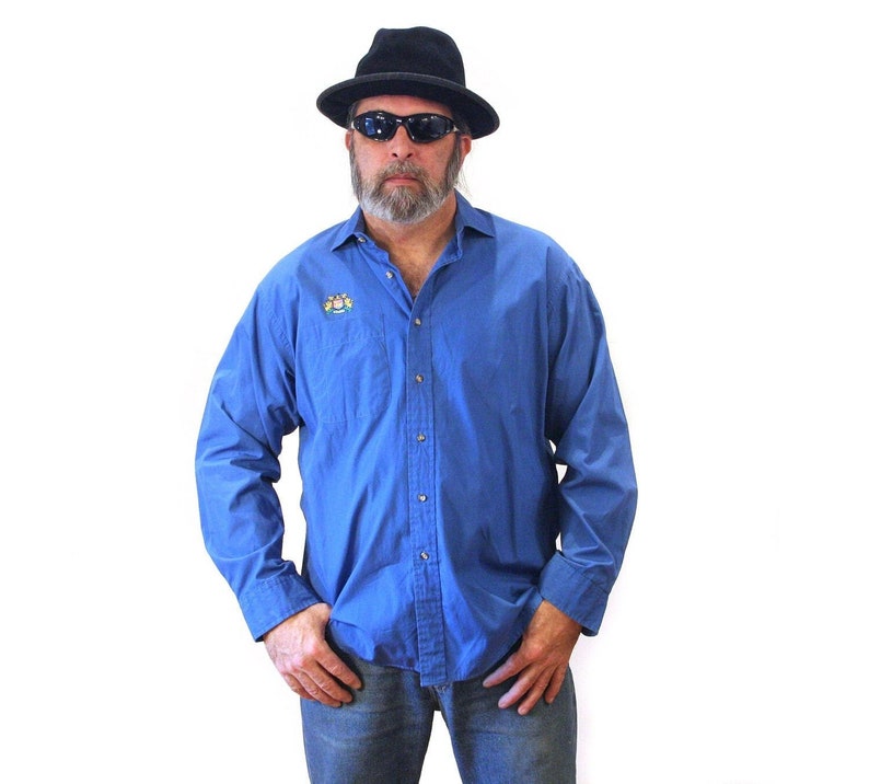 80s Izod Logo Shirt XL Blue Embroidered 