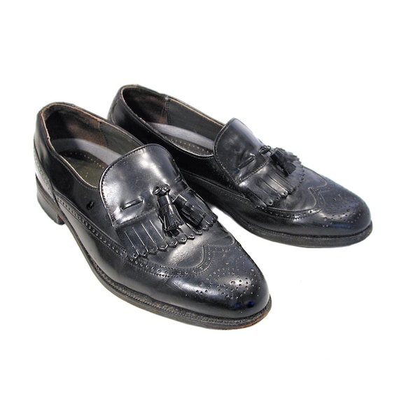 80s Men's Black Leather Loafers 8.5 C, Dexter Kilt