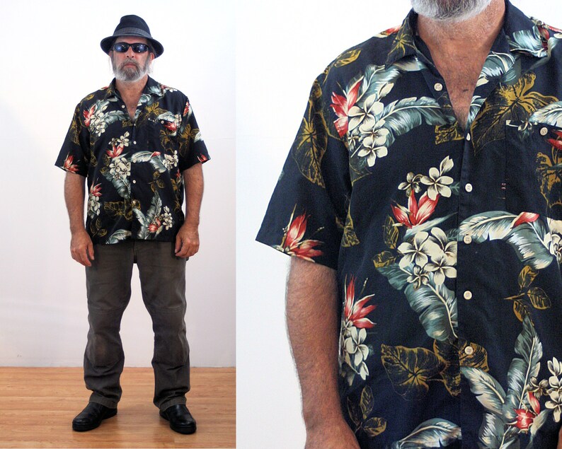 Mens Cotton Tropical Short Sleeve Floral Print Beach Casual Aloha Hawaiian Shirt