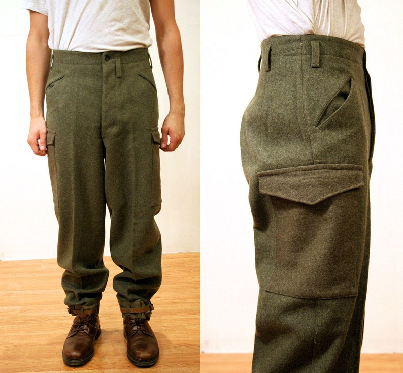 Vintage Swedish Wool Army Pants Military Surplus Gray Wool Etsy