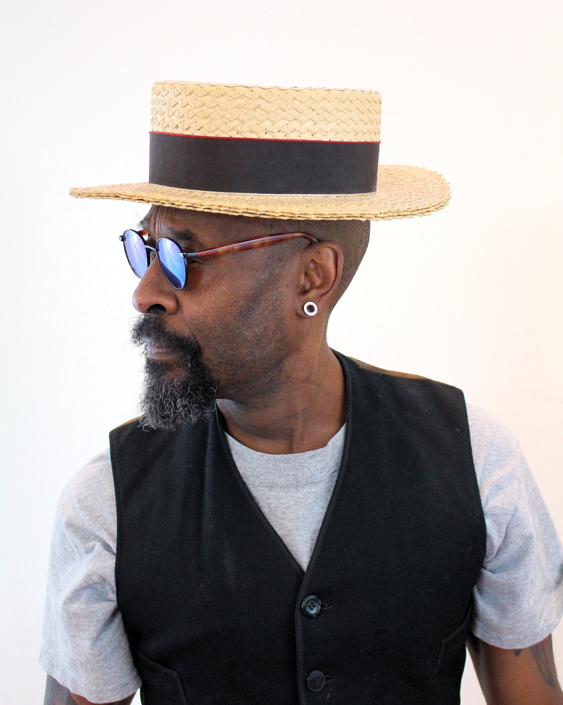 1920s Straw Boater Hat S XS 20s adam 
