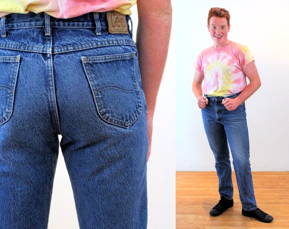 80s Lee Blue Jeans 34 X 32 Vintage High 