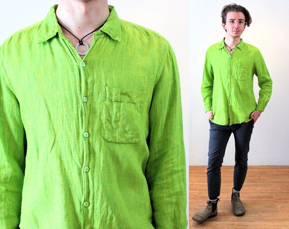 Y2K Acid Green Shirt S M Vintage 