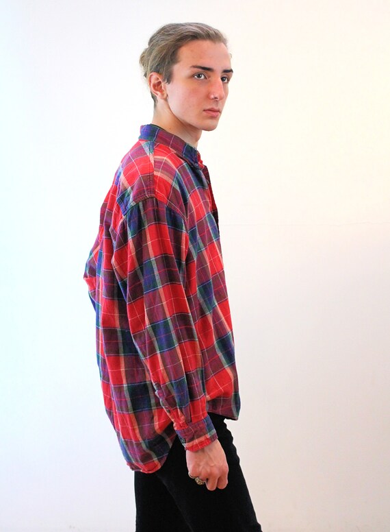 80s Izod Flannel Shirt L Distressed 