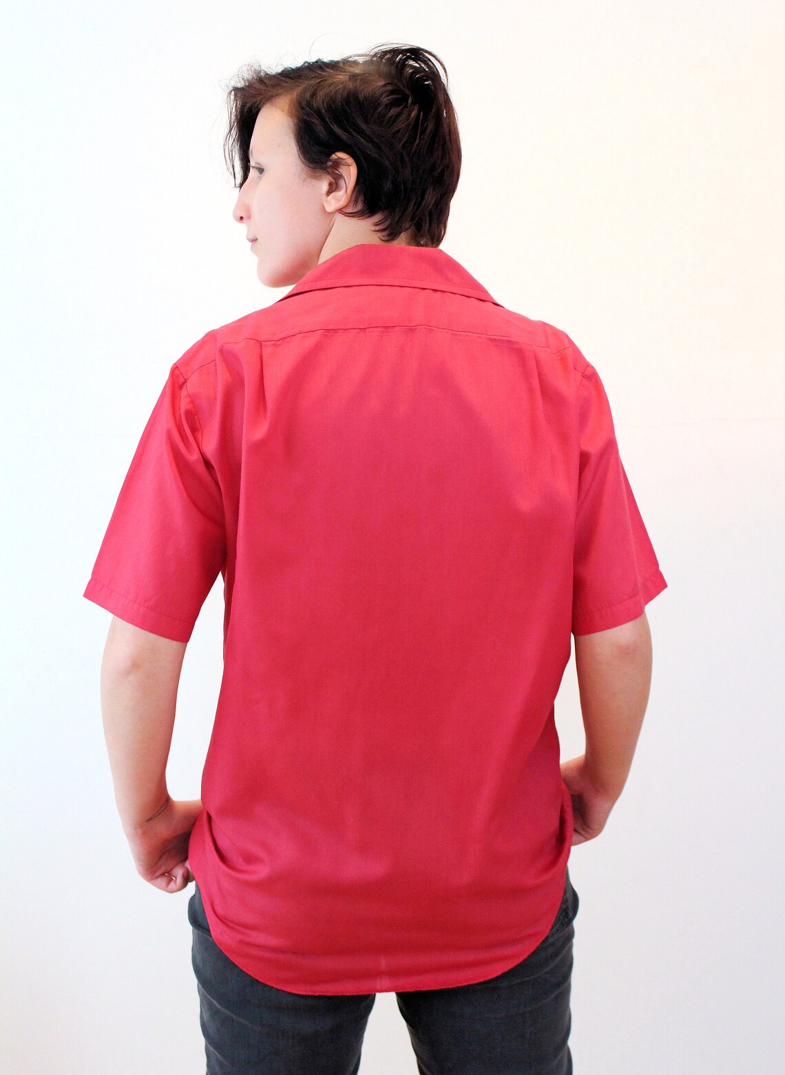 60s Pink Bowling Shirt L Men's Colorful Mod Vintage Short Etsy