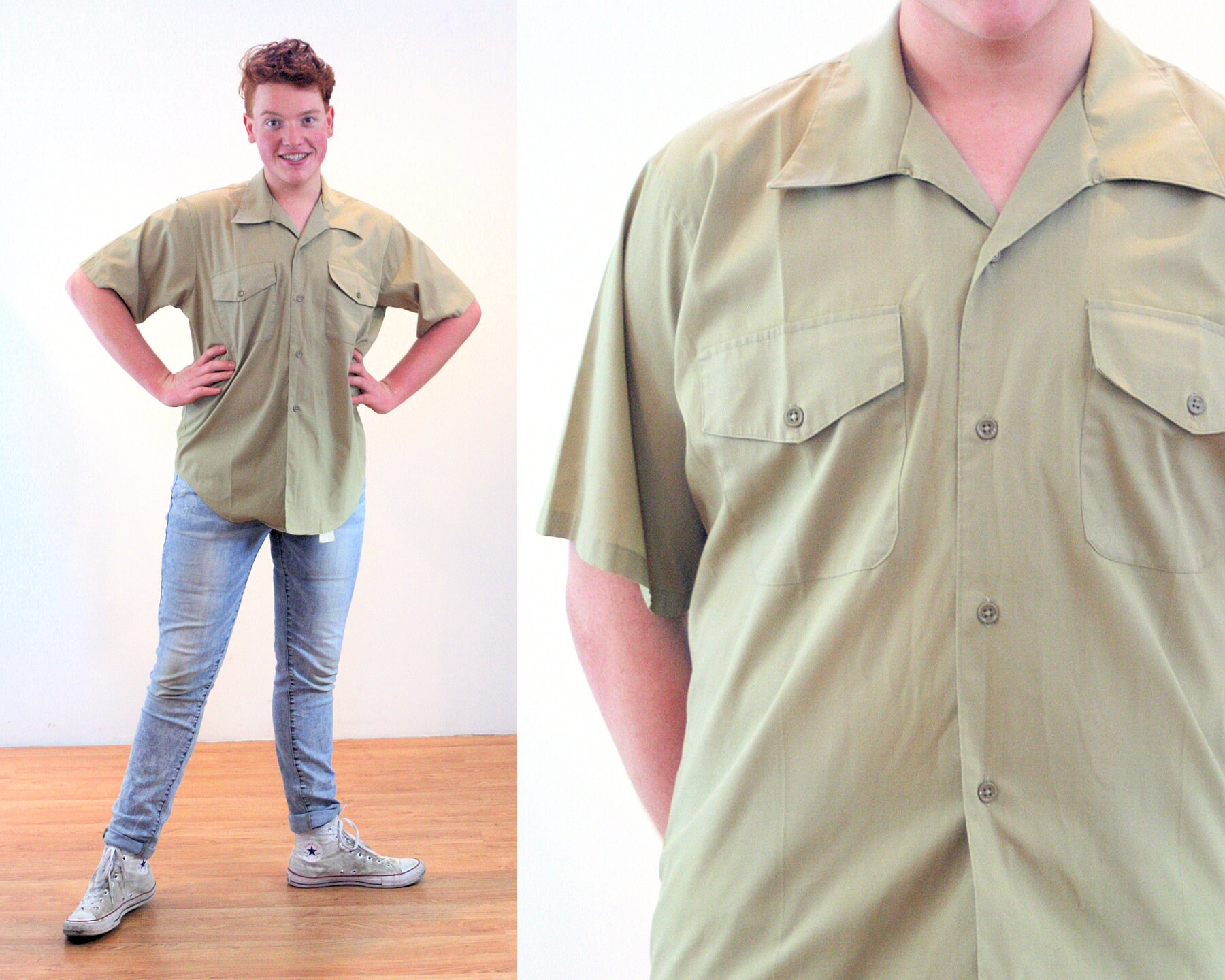 Vintage Khaki Safari USMC Army 