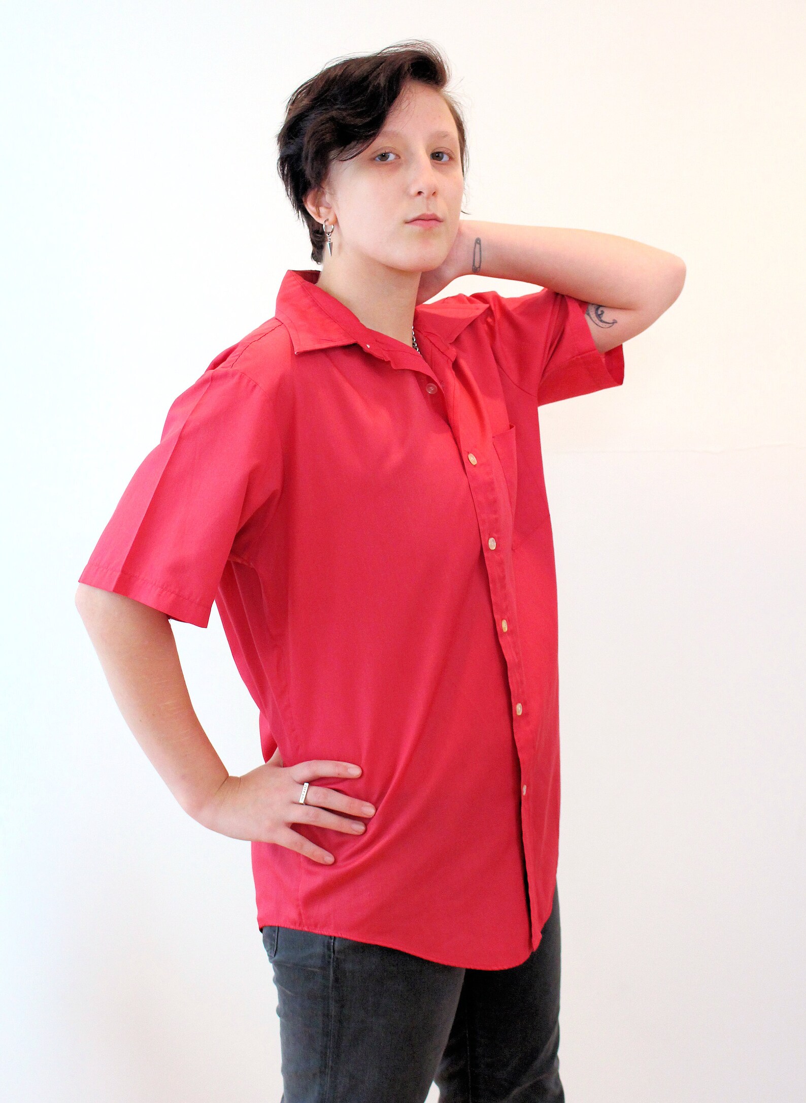 60s Pink Bowling Shirt L Men's Colorful Mod Vintage Short Etsy