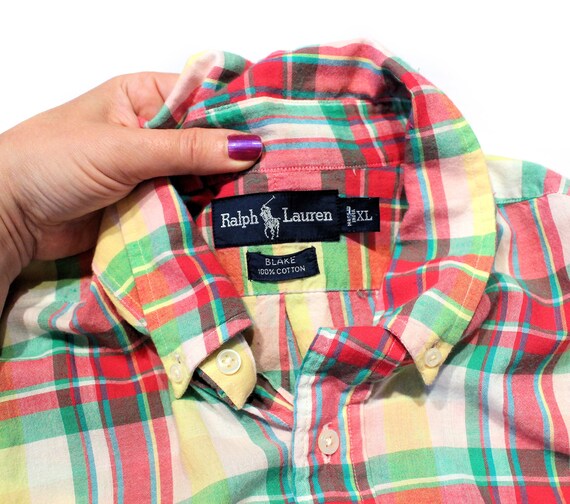 90s Ralph Lauren Madras Shirt XL 