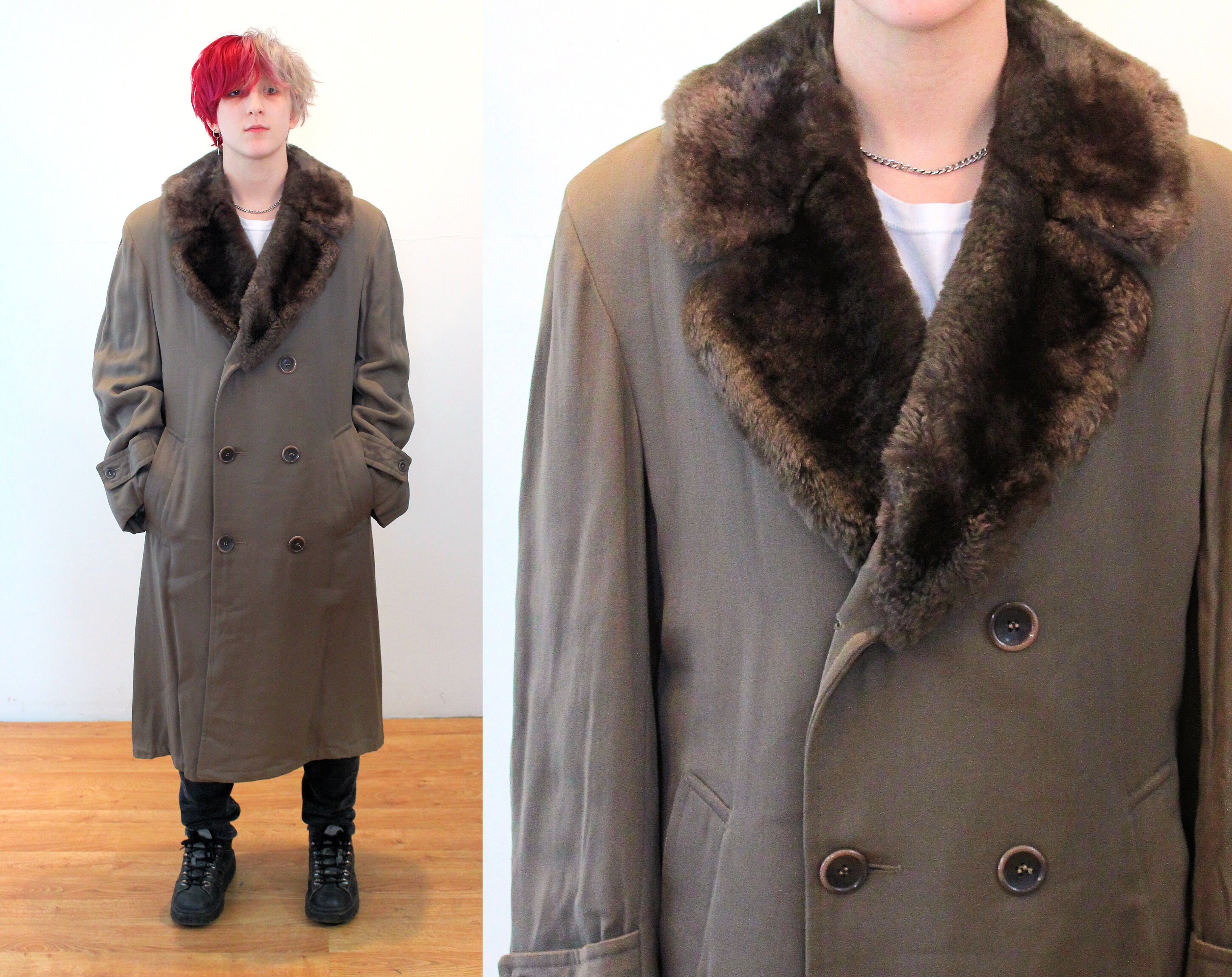 mens fur collar topcoat