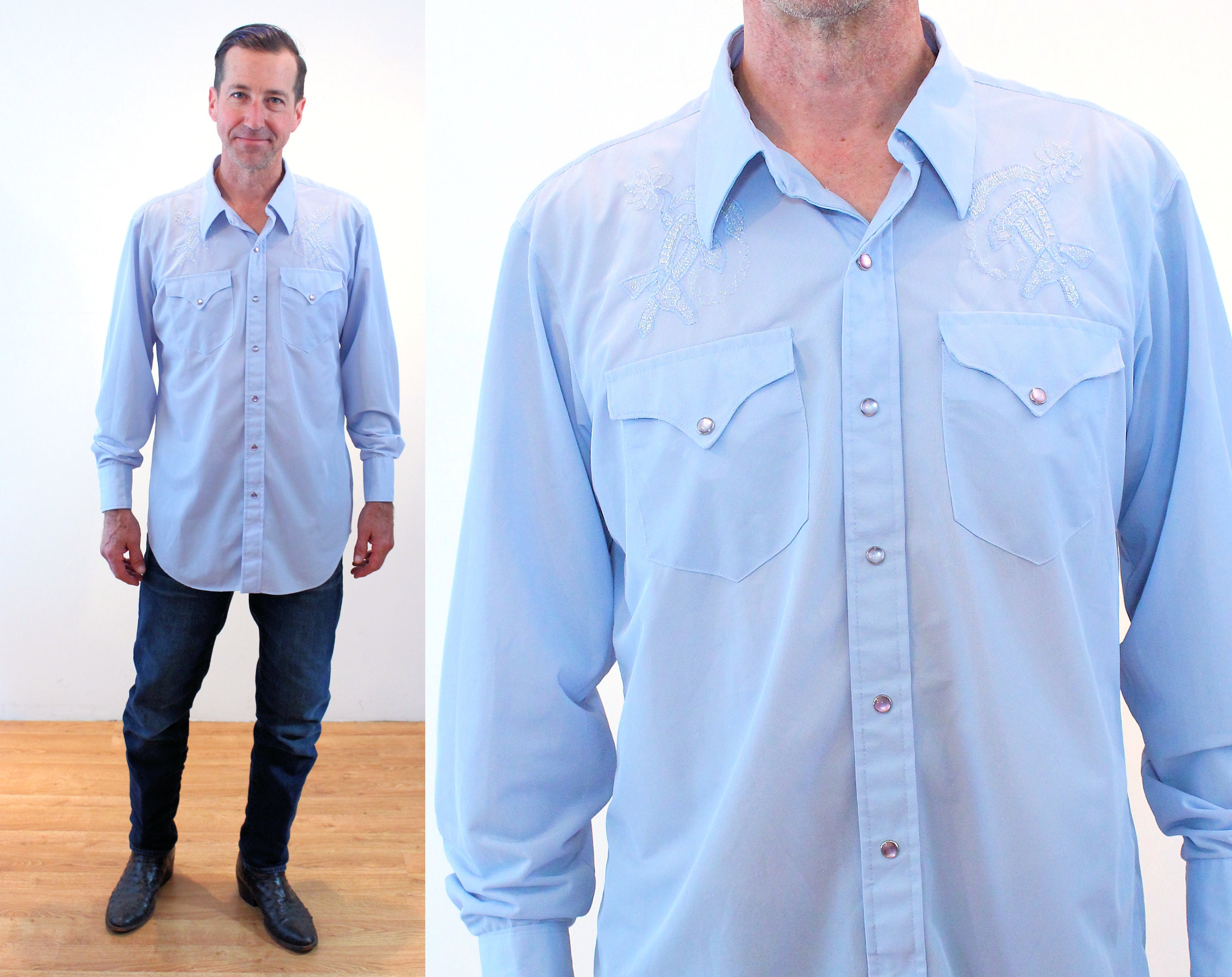 Western Shirt L Vintage Cowboy 